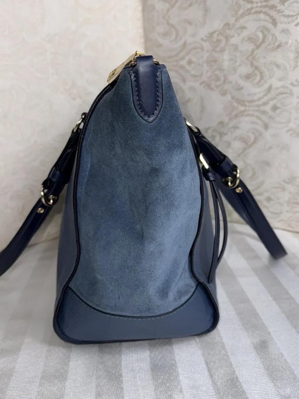 COACH Kleo Carryall C5689 Denim Blue Leather Suede Large Bag *NO Shoulder Strap - Picture 14 of 16